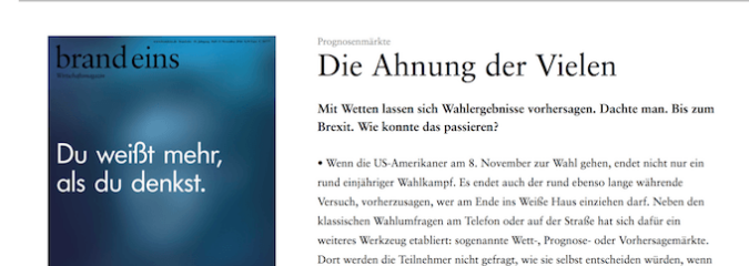 Prognosemärkte: Die Ahnung der Vielen Prognosemärkte: Die Ahnung der Vielen